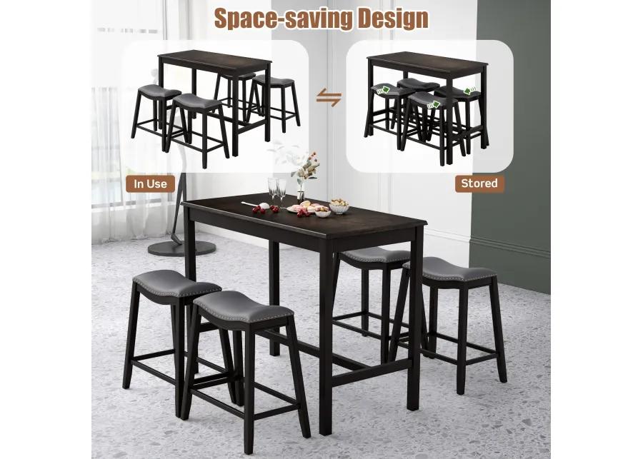 5-Piece Dining Set with 4 Upholstered Stools