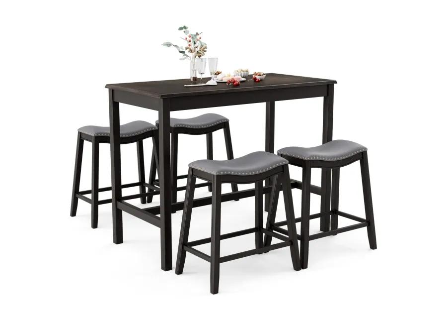 5-Piece Dining Set with 4 Upholstered Stools