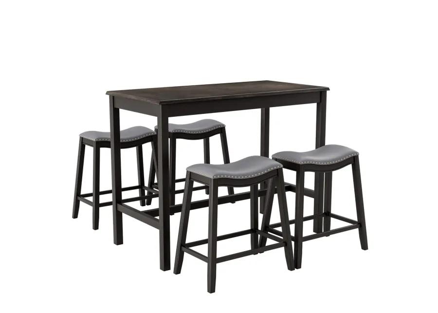 5-Piece Dining Set with 4 Upholstered Stools