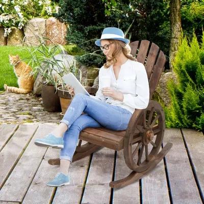 Brown Adirondack Rocker: All-Weather Patio Chair with Oversized Back