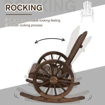 Brown Adirondack Rocker: All-Weather Patio Chair with Oversized Back