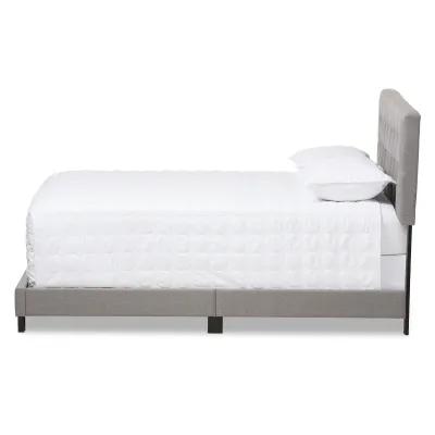 Baxton Studio Cassandra Modern and Contemporary Light Grey Fabric Upholstered Queen Size Bed