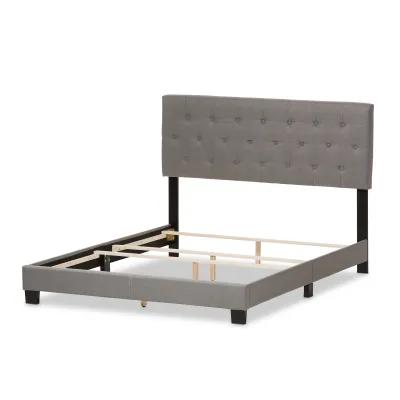 Baxton Studio Cassandra Modern and Contemporary Light Grey Fabric Upholstered Queen Size Bed