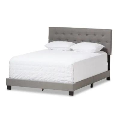 Baxton Studio Cassandra Modern and Contemporary Light Grey Fabric Upholstered Queen Size Bed