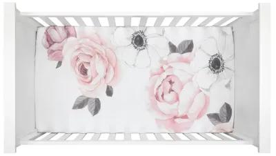 Lambs & Ivy Floral Garden Pink/White Watercolor Cotton Baby Fitted Crib Sheet