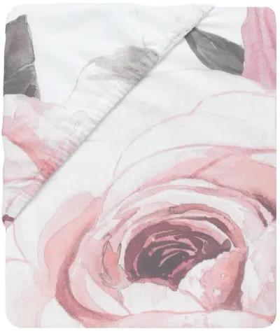 Lambs & Ivy Floral Garden Pink/White Watercolor Cotton Baby Fitted Crib Sheet