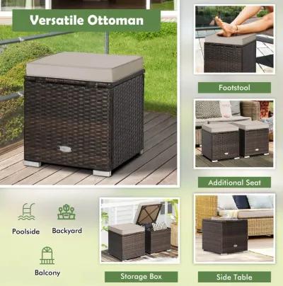 2 Pieces Patio Ottoman with Removable Cushions