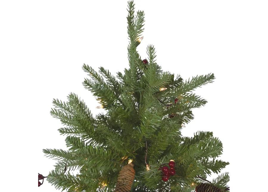 7.5’ Pre-Lit Mixed Winter Berry Pine Artificial Christmas Tree - Clear Lights