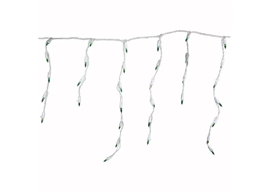 100 Count Green Mini Icicle Christmas Lights - 3.5 ft White Wire