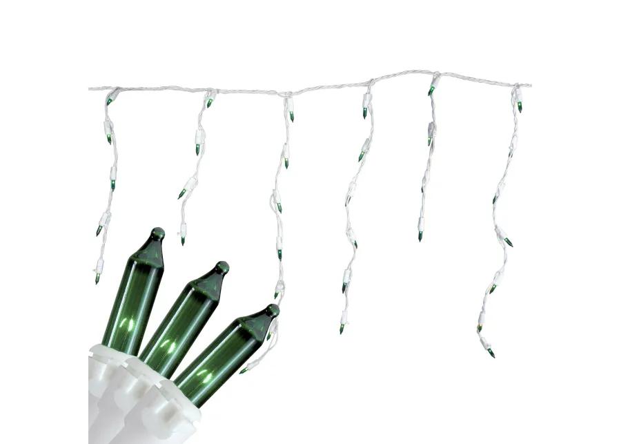 100 Count Green Mini Icicle Christmas Lights - 3.5 ft White Wire