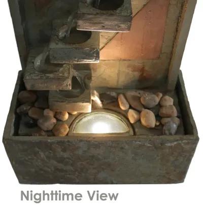 Sunnydaze Copper/Slate Staircase Water Fountain with LED Lights - 48 in