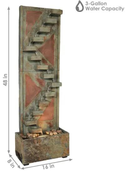 Sunnydaze Copper/Slate Staircase Water Fountain with LED Lights - 48 in