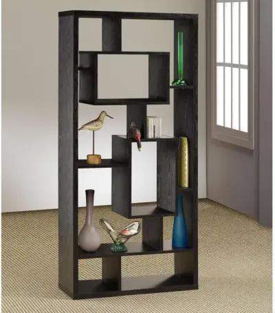 Linbrook 10-shelf Bookcase Black Oak