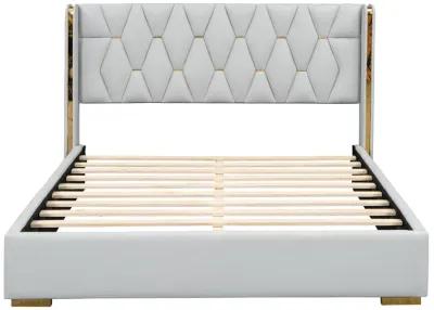 Merax Light Luxurious PU Platform Bed