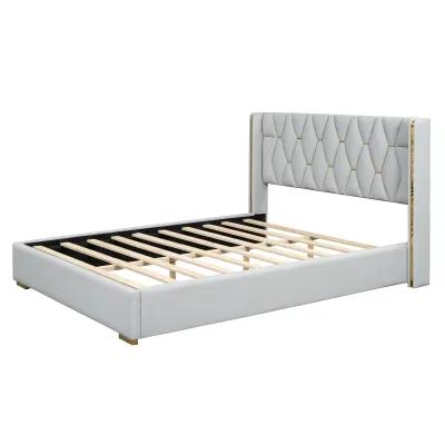 Merax Light Luxurious PU Platform Bed