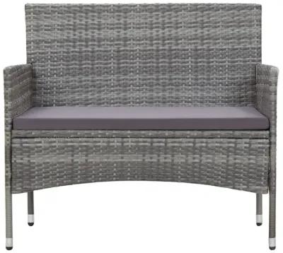 vidaXL 4 Piece Garden Lounge Set with Cushions Poly Rattan Gray