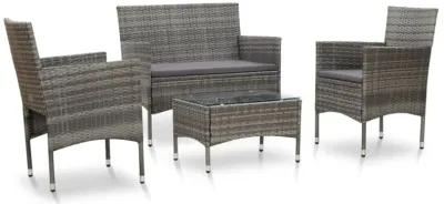 vidaXL 4 Piece Garden Lounge Set with Cushions Poly Rattan Gray