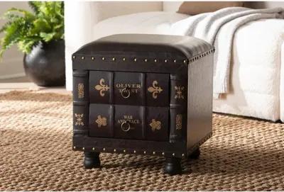 Leather Upholstered Wood Storage Ottoman