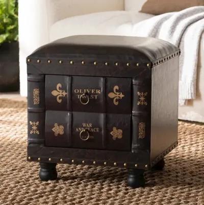 Leather Upholstered Wood Storage Ottoman