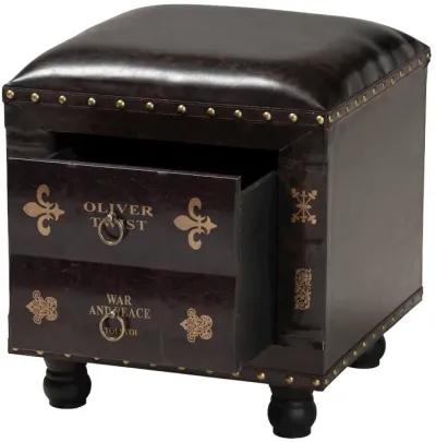 Leather Upholstered Wood Storage Ottoman