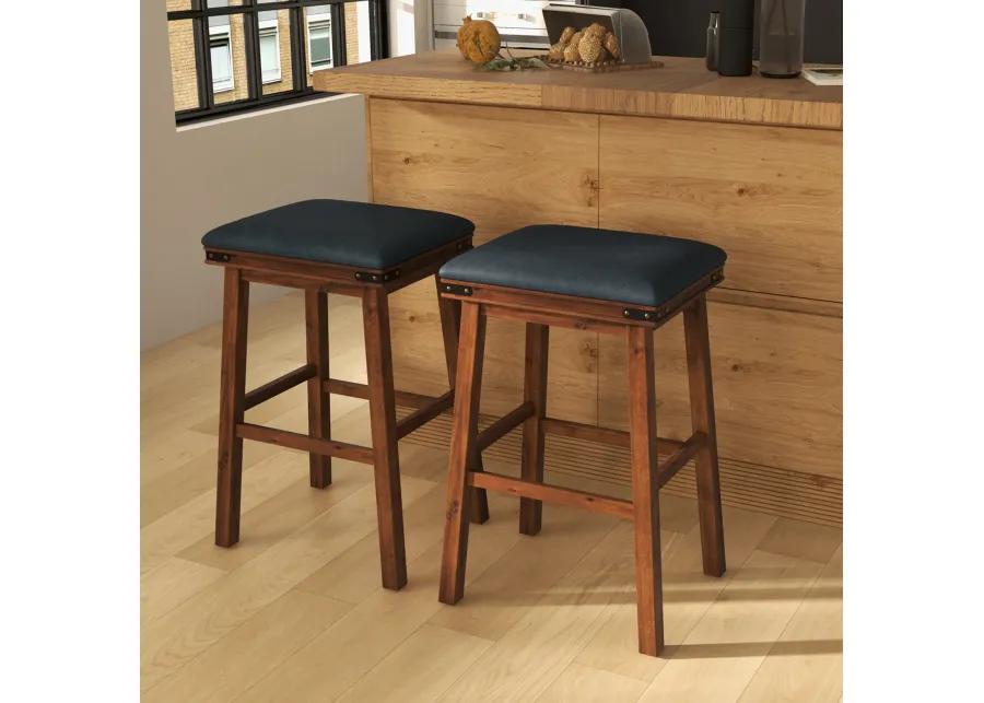 Set of 2 Dining Bar Stool with Rubber Wood