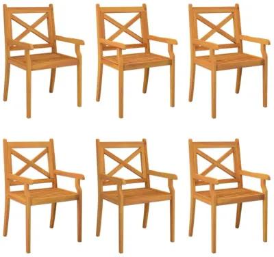 vidaXL Patio Dining Chairs 6 pcs Solid Wood Acacia