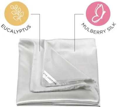 Dual-Sided Silk Pillowcase: Reversible 100% Mulberry Silk 19 Momme 6A one Side, 100% Eucalyptus Other Side