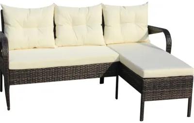 Outdoor Patio Furniture Sets 2 Piece Conversation Set Wicker Rattan Sectional Sofa With Seat