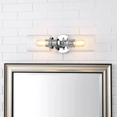 Jules Edison Cylinder Iron/Seeded Glass Farmhouse Contemporary LED Wall Sconce