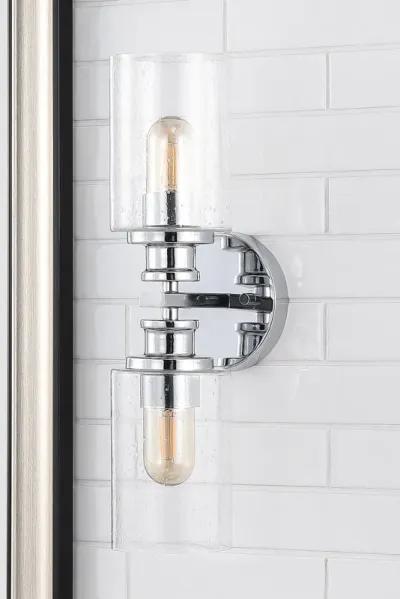 Jules Edison Cylinder Iron/Seeded Glass Farmhouse Contemporary LED Wall Sconce