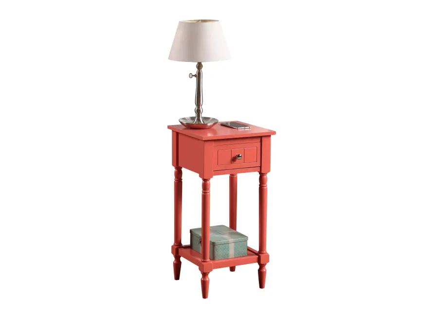 Convenience Concepts French Country Khloe 1 Drawer Accent Table with Shelf, Coral