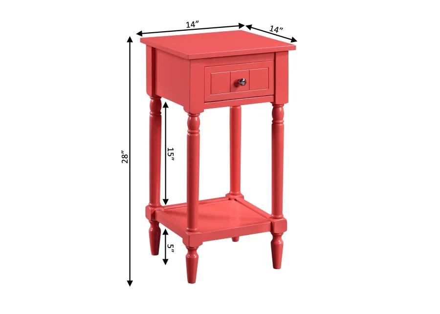 Convenience Concepts French Country Khloe 1 Drawer Accent Table with Shelf, Coral