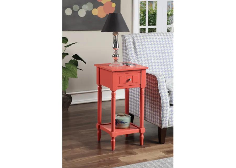 Convenience Concepts French Country Khloe 1 Drawer Accent Table with Shelf, Coral