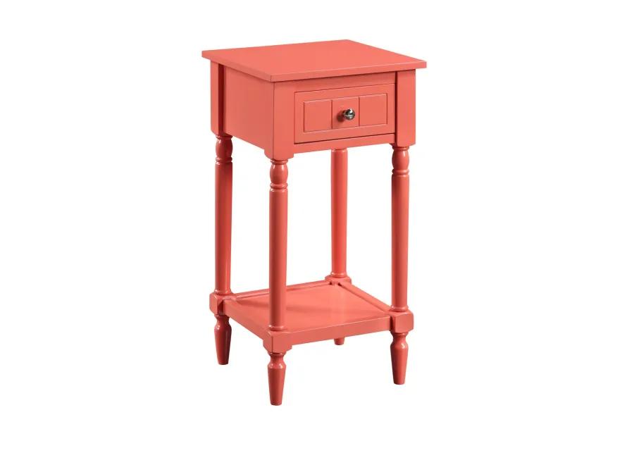 Convenience Concepts French Country Khloe 1 Drawer Accent Table with Shelf, Coral