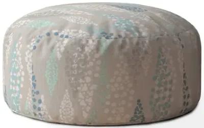 Homezia 24" Blue And Grey Canvas Round Polka Dots Pouf Ottoman