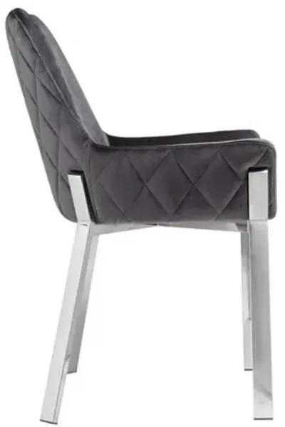 Fuma 23 Inch Set of 2 Dining Chairs, Foam Fill, Modern Gray Velvet, Silver - Benzara