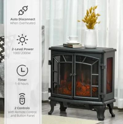 Hivvago Black Remote Controlled Electric Fireplace Heater Realistic LED Flames and Logs