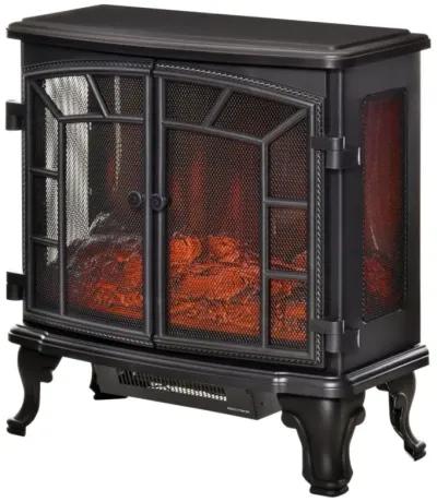 Hivvago Black Remote Controlled Electric Fireplace Heater Realistic LED Flames and Logs