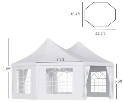 Majestic Octagonal Pavilion: 22x16ft White 8-Wall Party Gazebo