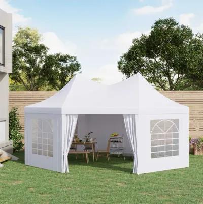 Majestic Octagonal Pavilion: 22x16ft White 8-Wall Party Gazebo