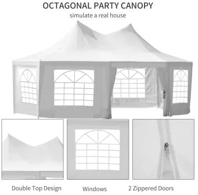 Majestic Octagonal Pavilion: 22x16ft White 8-Wall Party Gazebo