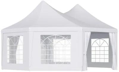 Majestic Octagonal Pavilion: 22x16ft White 8-Wall Party Gazebo