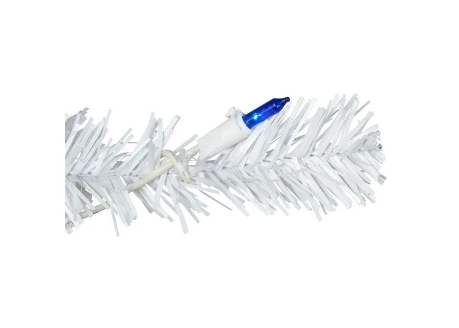 6.5' Pre-Lit Woodbury White Pine Pencil Artificial Christmas Tree  Blue Lights