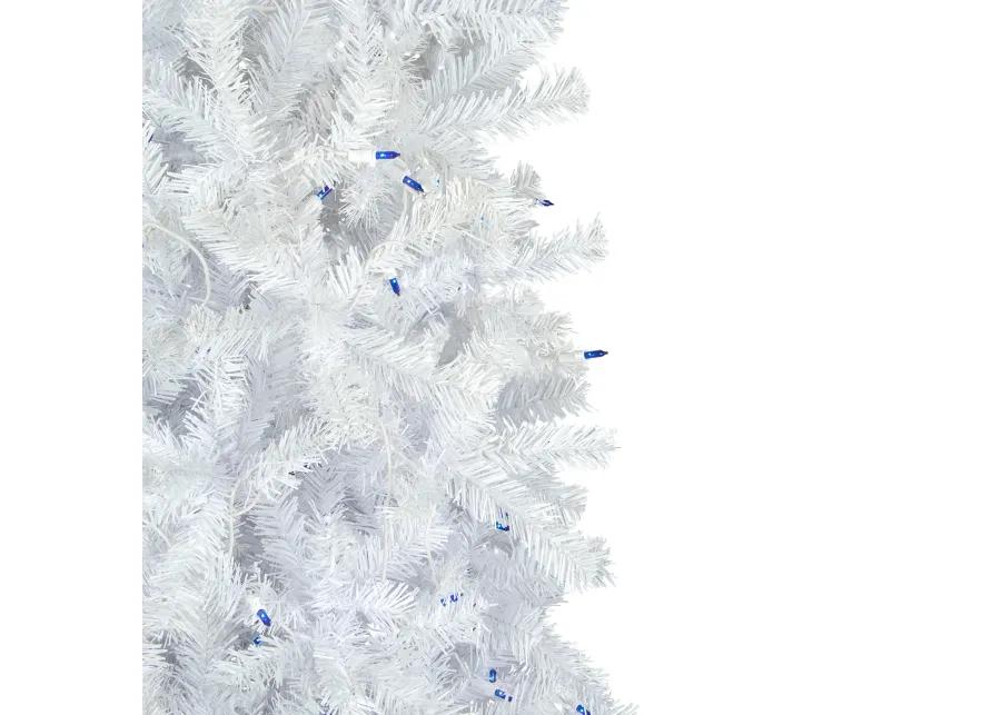 6.5' Pre-Lit Woodbury White Pine Pencil Artificial Christmas Tree  Blue Lights