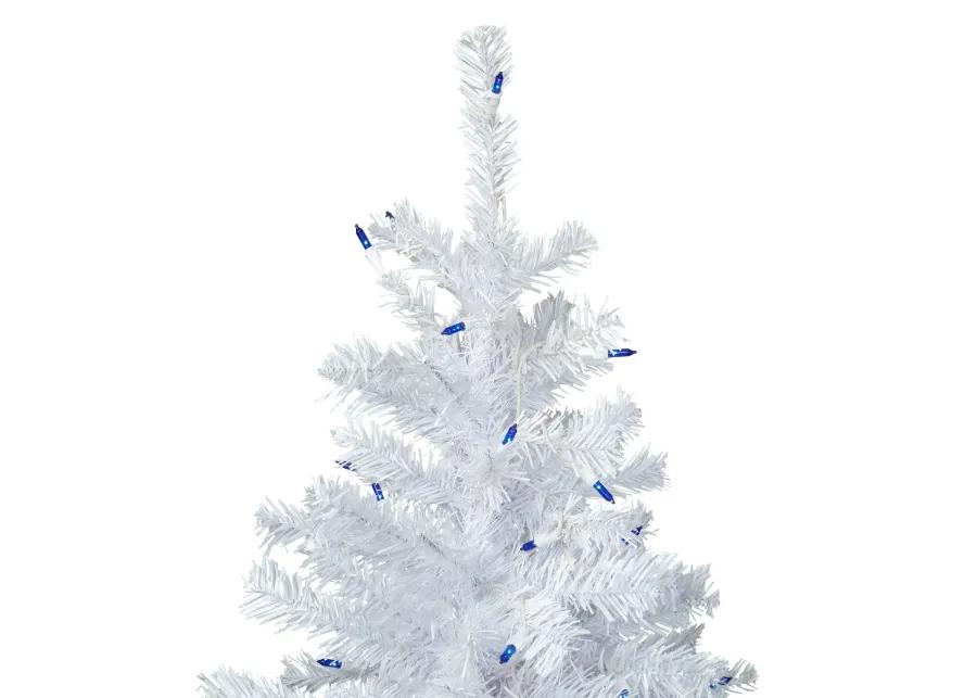 6.5' Pre-Lit Woodbury White Pine Pencil Artificial Christmas Tree  Blue Lights