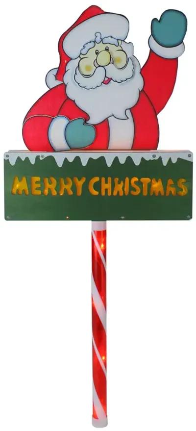 28" Lighted Santa Claus 'Merry Christmas' Lawn Stake - Clear Lights