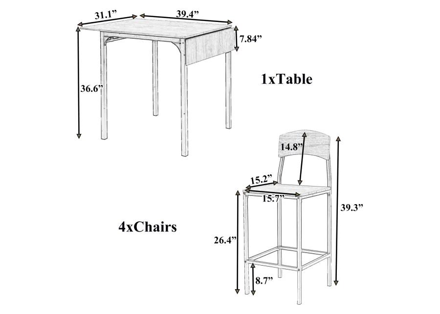 Merax 5-piece Counter Height Dining Table Set