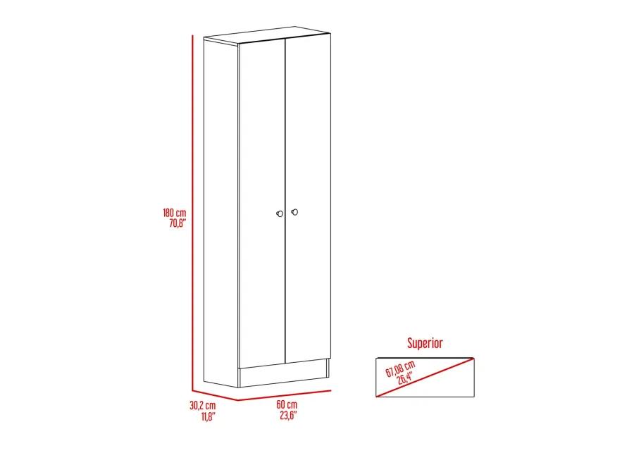 Multi Storage Pantry Abinet, Five Shelves, Double Door Cabinet - Pearl