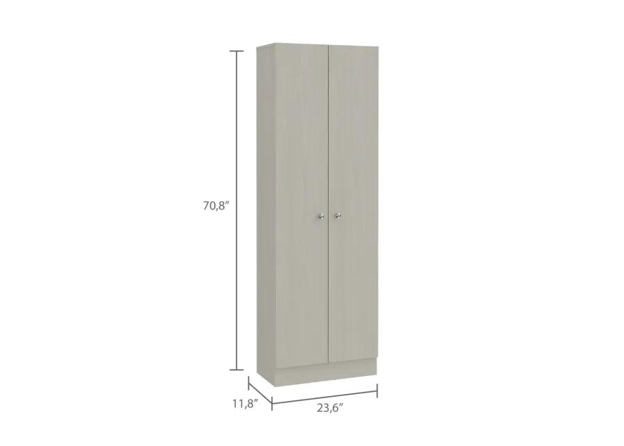 Multi Storage Pantry Abinet, Five Shelves, Double Door Cabinet - Pearl