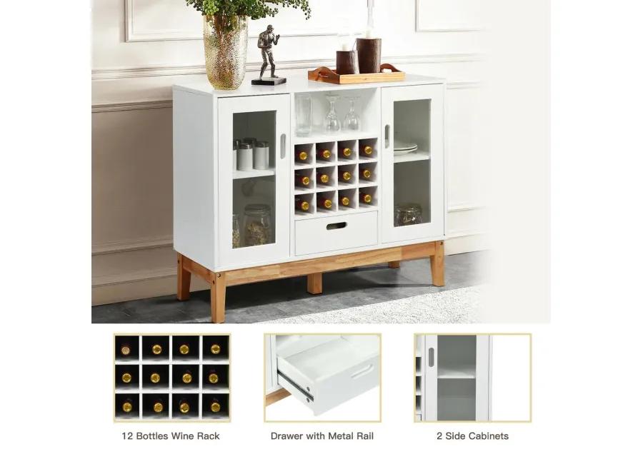 Wood Wine Storage Cabinet Sideboard Console Buffet Server